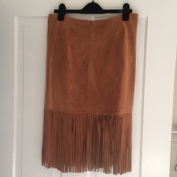 CARLISLE Genuine Suede Fringe Leather Skirt - Picture 8 of 12
